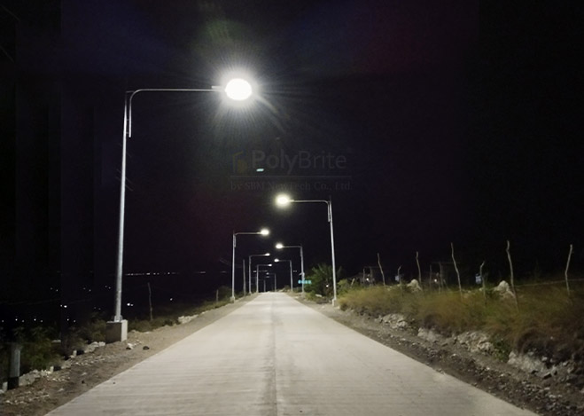 W Solar Street Light With M Posts Installed In General Santos